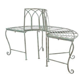Half-Circle Outdoor Patio Garden Wrought Iron Tree Bench in Antique Green
