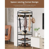 Modern Corner Entryway Hall Tree Shoe Storage Bench Coat Rack