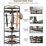 Modern Corner Entryway Hall Tree Shoe Storage Bench Coat Rack
