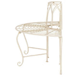 Half-Circle Outdoor Patio Garden Antique White Wrought Iron Tree Bench