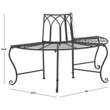 Half-Circle Outdoor Patio Garden Black Wrought Iron Tree Bench