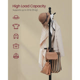 Solid Wood Coat Rack with 10 Hooks in Black Finish