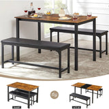 Modern 3-Piece Dining Set with Expandable Kitchen Table and 2 Backless Benches