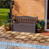 Heavy Duty Brown Plastic Outdoor Storage Garden Bench Patio Deck Box