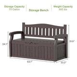 Heavy Duty Brown Plastic Outdoor Storage Garden Bench Patio Deck Box