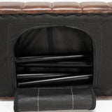 Mid-Century Modern Bedroom Bench with Brown PU Leather Seat and Tapered Legs