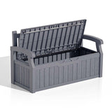Heavy Duty Grey Plastic Outdoor Storage Garden Bench Patio Deck Box