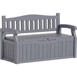 Heavy Duty Grey Plastic Outdoor Storage Garden Bench Patio Deck Box