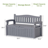 Heavy Duty Grey Plastic Outdoor Storage Garden Bench Patio Deck Box