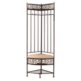Metal Corner Hall Tree Foyer Entryway Shoe Storage Bench Coat Rack in Copper