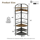 Industrial Metal/Wood Corner Hall Tree Shoe Storage Bench Coat Rack