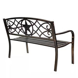Powder Coated Steel 4-ft. Outdoor Patio Garden Bench in Bronze Metal Finish