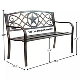 Powder Coated Steel 4-ft. Outdoor Patio Garden Bench in Bronze Metal Finish