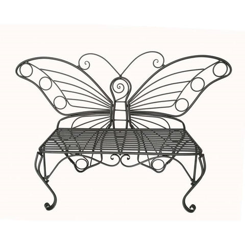 Modern Outdoor Butterfly Garden Bench in Black Metal Finish