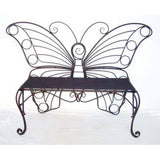 Modern Outdoor Butterfly Garden Bench in Black Metal Finish