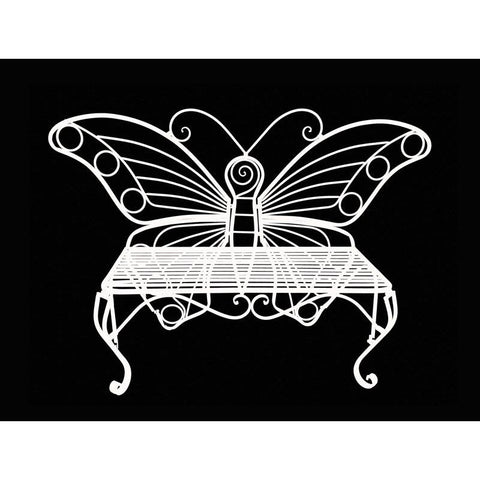 Modern Outdoor Butterfly Garden Bench in White Metal Finish