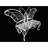 Modern Outdoor Butterfly Garden Bench in White Metal Finish