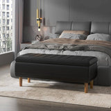Modern Mid-Century Black Faux Leather End of Bed Storage Bench Ottoman