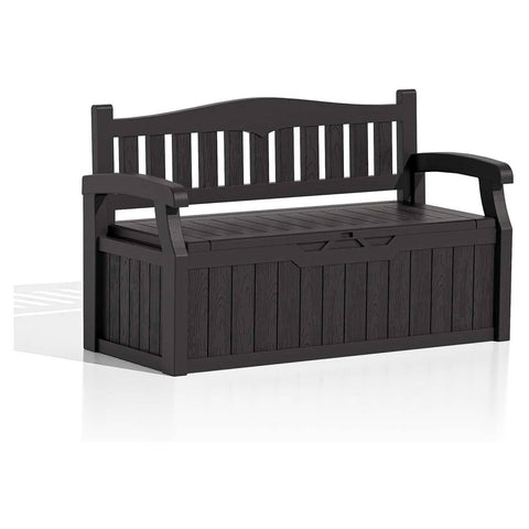 Heavy Duty Black Plastic Outdoor Storage Garden Bench Patio Deck Box