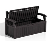 Heavy Duty Black Plastic Outdoor Storage Garden Bench Patio Deck Box