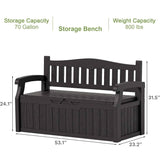 Heavy Duty Black Plastic Outdoor Storage Garden Bench Patio Deck Box