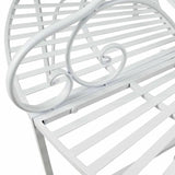 Half-Circle White Metal Outdoor Patio Garden Tree Bench