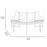 Half-Circle White Metal Outdoor Patio Garden Tree Bench