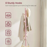 Modern Solid Wood Coat Rack Entryway Hall Tree Hat Stand in Pink