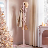 Modern Solid Wood Coat Rack Entryway Hall Tree Hat Stand in Pink