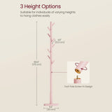Modern Solid Wood Coat Rack Entryway Hall Tree Hat Stand in Pink