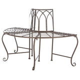 Outdoor Patio Garden Rustic Bronze Brown Wrought Iron Half-Circle Tree Bench