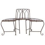 Outdoor Patio Garden Rustic Bronze Brown Wrought Iron Half-Circle Tree Bench