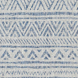 6.5 ft. x 9 ft. Blue Grey Chevron Coastal Boho Style Indoor Outdoor Area Rug