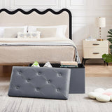 30-inch Light Grey Faux Leather Upholstered End of Bed Storage Bench Ottoman