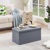 30-inch Light Grey Faux Leather Upholstered End of Bed Storage Bench Ottoman