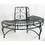 Half-Circle Outdoor Black Powder Coated Aluminum Tree Bench