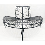 Half-Circle Outdoor Black Powder Coated Aluminum Tree Bench