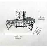 Half-Circle Outdoor Black Powder Coated Aluminum Tree Bench