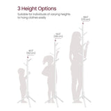 Sturdy Solid Wood Coat Rack in White Finish with 8 Hooks