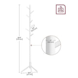 Sturdy Solid Wood Coat Rack in White Finish with 8 Hooks