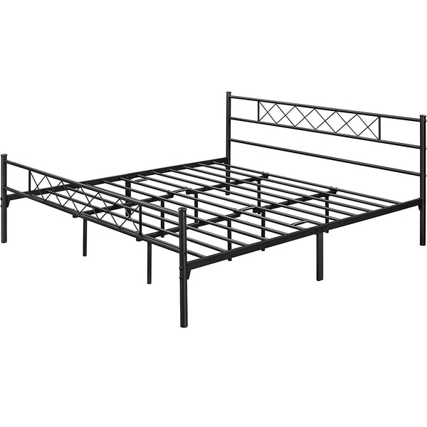 View of King Size Traditional Powder Coated Slatted Metal Platform Bed ...