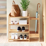 2-Shelf Entryway Shoe Rack Bench with Bla2-in-1 Entryway 4-Shelf Bamboo Shoe Rack and Umbrella Holderck Metal Frame and Brown Wood Top