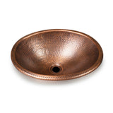 Hammered Copper Oval Bathroom Sink Vessel 17 x 13 inch