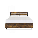 King Size Industrial Slatted Headboard Platform Bed Frame with 6 Storage Drawers