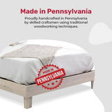 King size Solid Wood Heavy Duty Platform Bed Frame in Off-White - Made In USA