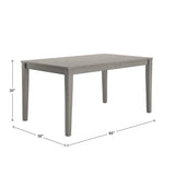 Rectangular 36 x 60 inch Farmhouse Dining Table in Antique Grey Wood Finish