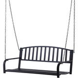 Modern Farmhouse Antique Black 2-Person Metal Outdoor Hanging Porch Swing