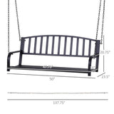 Modern Farmhouse Antique Black 2-Person Metal Outdoor Hanging Porch Swing
