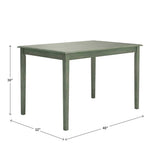 Farmhouse 32 x 48 inch Dining Table in Antique Sage Green Wood Finish