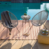 3 Piece Grey Oval Patio Rope Woven Chair Bistro Set